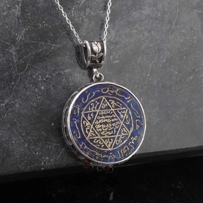 Lapis Lazuli Doğal Taşlı Mührü Süleyman Kolye